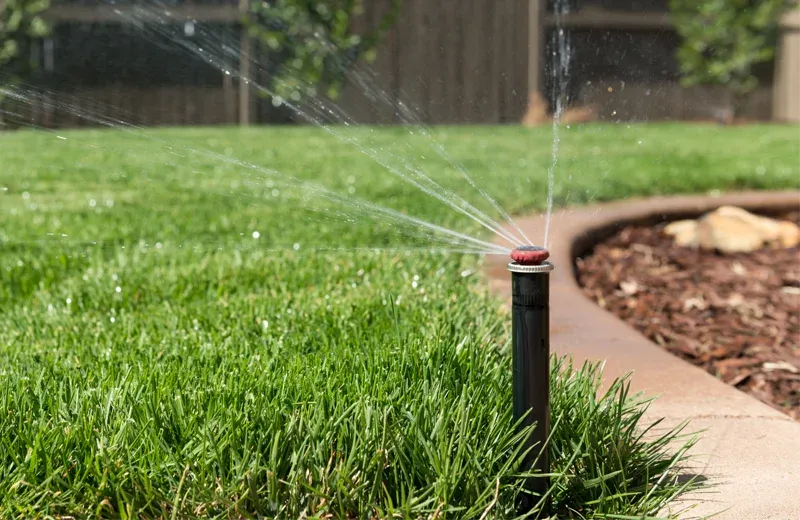 irrigation system watering lawn