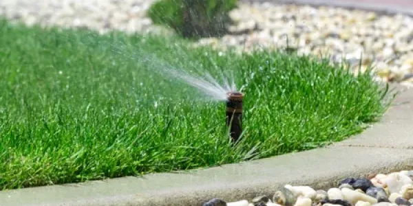 irrigation system watering lawn
