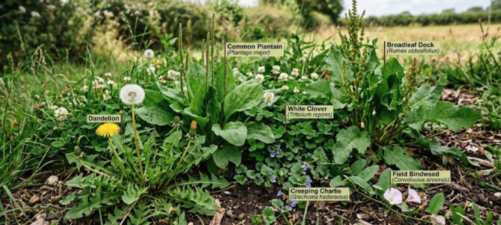 different types of broadleaf weeds
